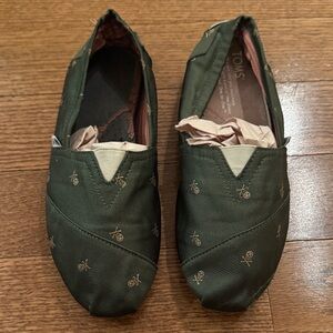Toms x Neiman Marcus Olive Green Patterned Slip-Ons